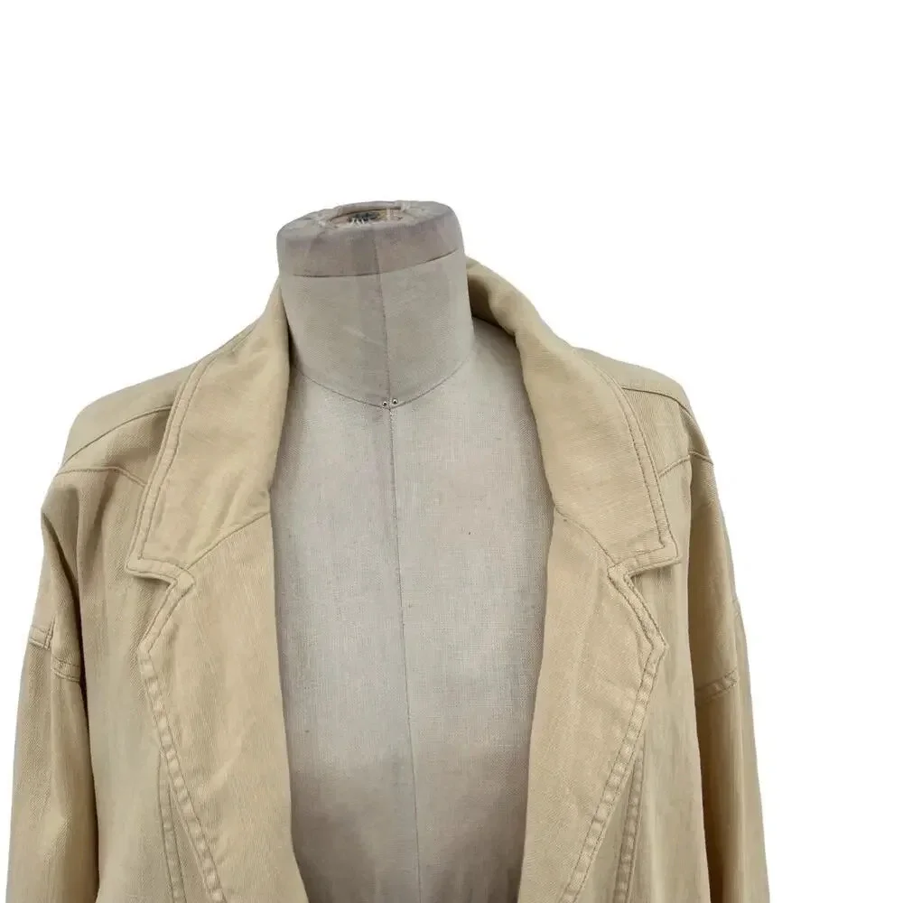 Anthropologie Pilcro Summer Blazer Jacket‎ Linen Cotton Taupe Tan Cream Size XL - Picture 3 of 14